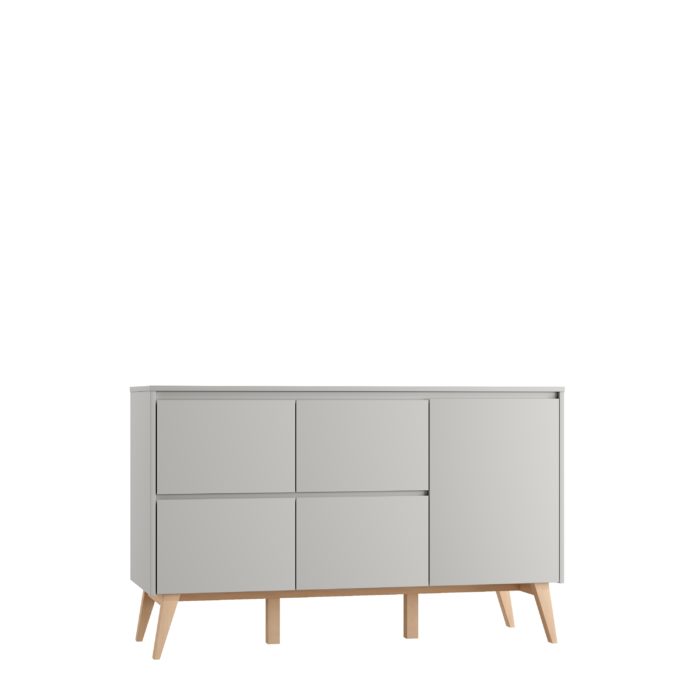 Atvilktņu komode ar 4 atvilktnēm un durvīm (Classy Gray kolekcija)